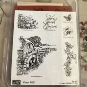 Stampin' Up! Rubber Stamp Set Water Mill - Rare Retired 2005 Unmounted Set